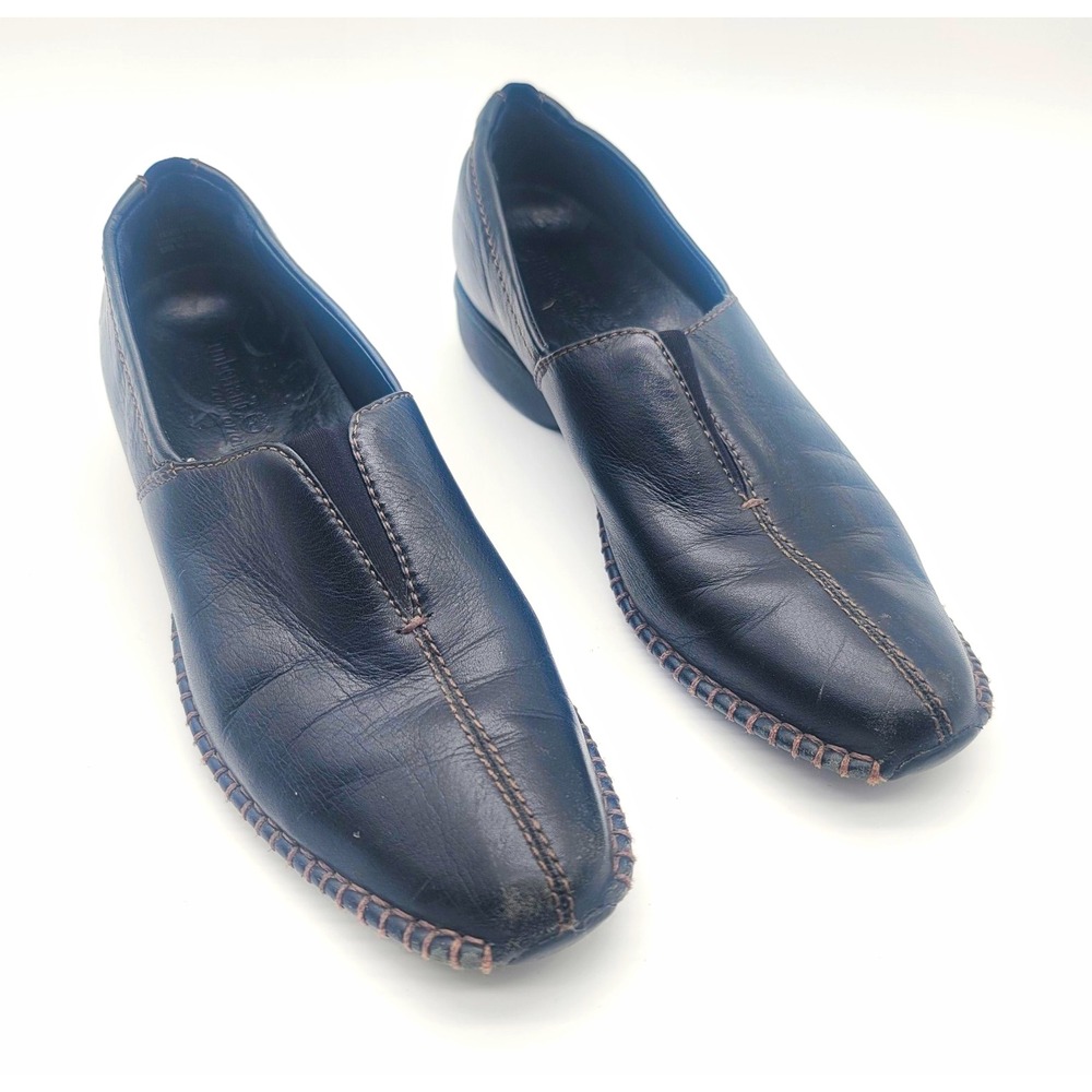Timberland Womens 7.5 Black Leather Loafers Slip On Moc Toe Y2K Comfort Shoes